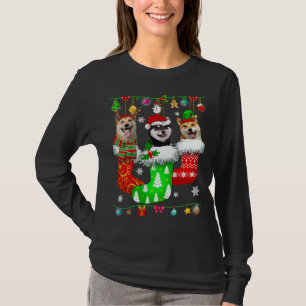 T-shirt Chaussettes de Noël Pyjama Shiba Inu Chien Chiot A