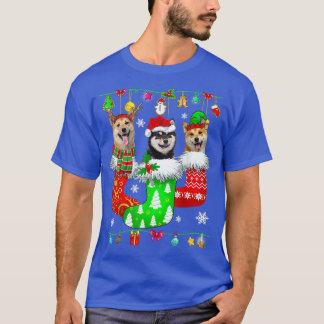 T-shirt Chaussettes de Noël Pyjama Shiba Inu Chien Chiot A