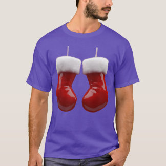 T-shirt Chaussettes de Noël rouges drôles
