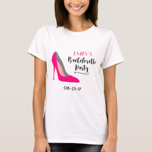 T-shirt Chaussure à talon rose chaud Typographie Bachelore
