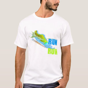 T-SHIRT CHAUSSURE DE COURSE ÉCLABOUSSÉE DE PEINTURE BLEU &