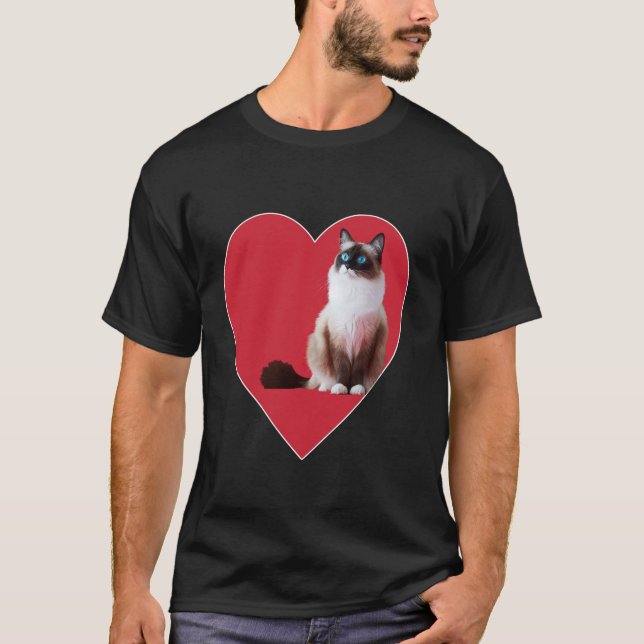 T-shirt Chaussure de neige Chat Valentines Jour Coeur Roug (Devant)