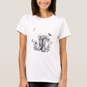 T-shirt Chaussures en noir et blanc avec fleurs