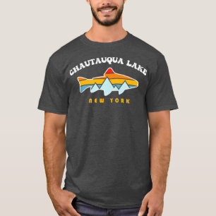 T-shirt Chautauqua Lake New York NY Retro Sunset Fishing