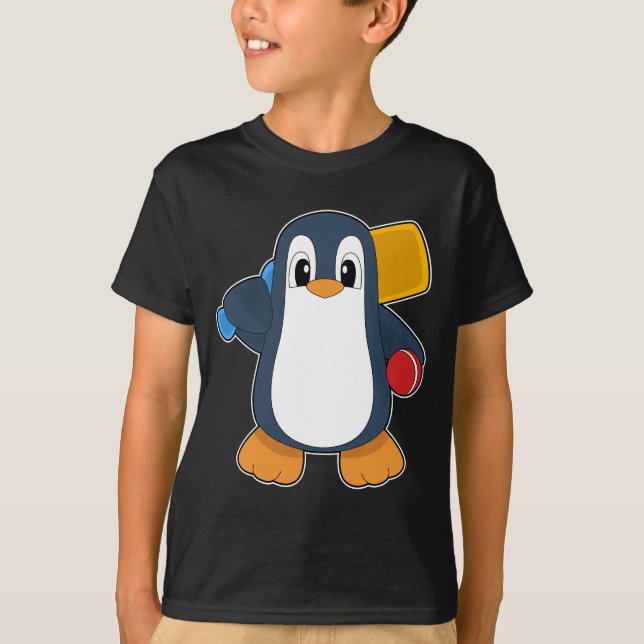 T-shirt Chauve-souris de cricket de pingouin (Devant)