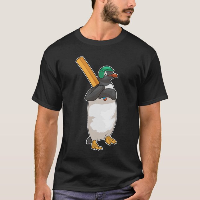 T-shirt Chauve-souris de cricket de pingouin (Devant)