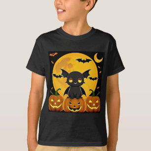 T-shirt Chauve-souris de dessin animé mignonne et citrouil