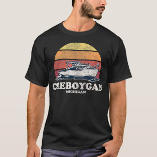 T-shirt Cheboygan MI Vintage Boat les années 70 Retro Boat