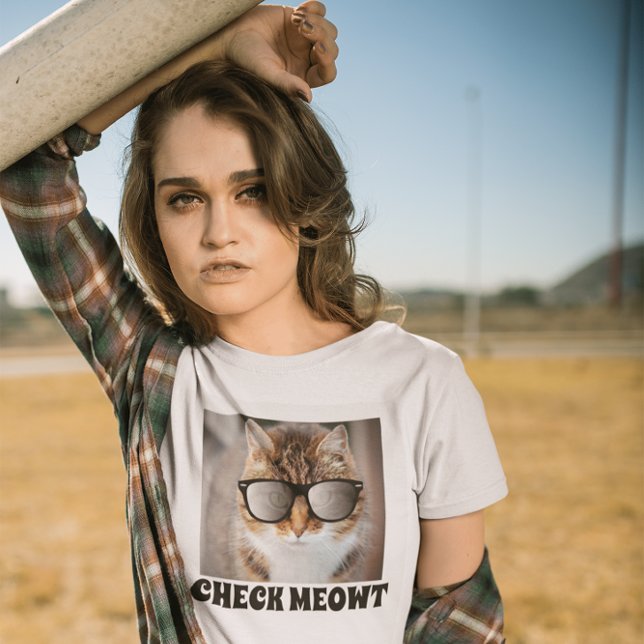 T-shirt Check Meowt, Chat drôle avec lunettes de soleil T- (Créateur téléchargé)