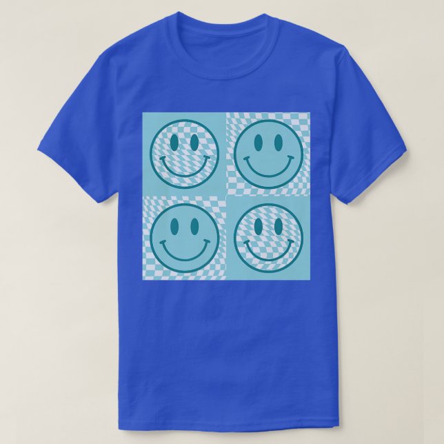 T-shirt Checkerboard Smile Face Funny Happy Face Tendance  (Design devant)