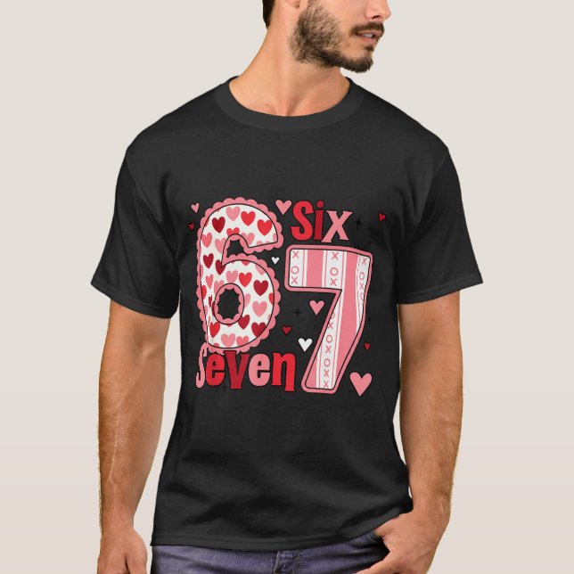 T-shirt Checkered Valentine Cute Six Seven 6 7 Meme Teens  (Devant)