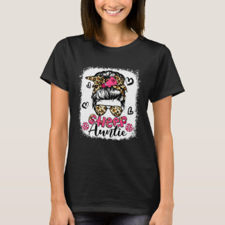 T-shirt Cheer Auntie Leopard Cute Messy Bun Hair Cheerlead