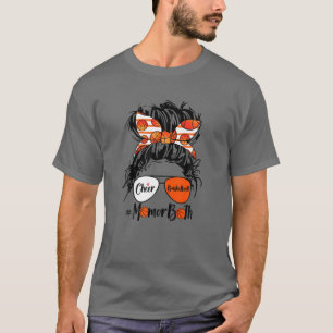 T-shirt Cheer Basketball Maman Des Deux Cheveux Bun Glasse