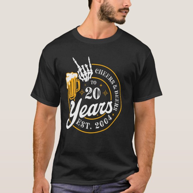 T-shirt Cheer & Beer to 20 Years EST. 2004 20th Birthday P (Devant)