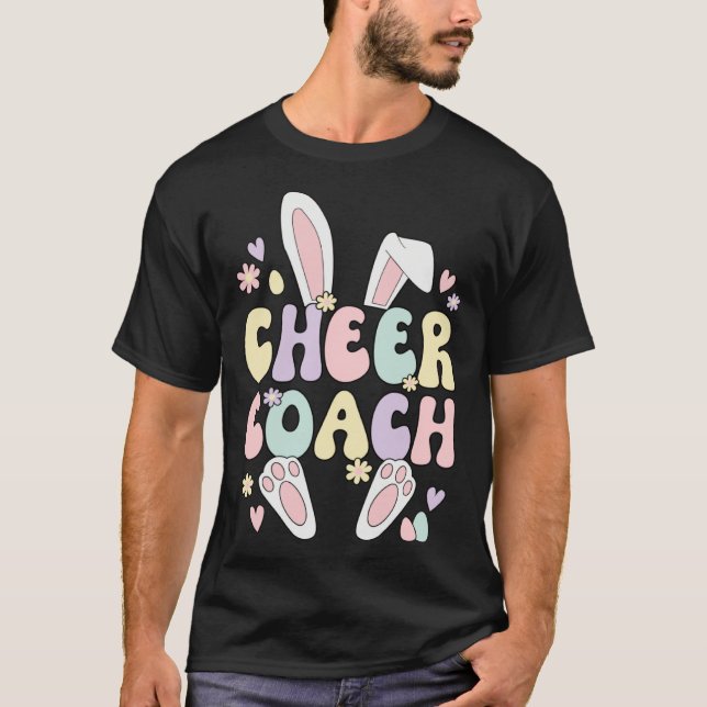 T-shirt Cheer Coach Easter Bunny Cheerleading Coach Easter (Devant)
