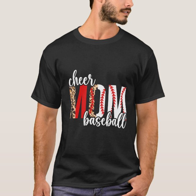 T-shirt Cheer Et Baseball Maman Leopard Baseball & Cheerle (Devant)