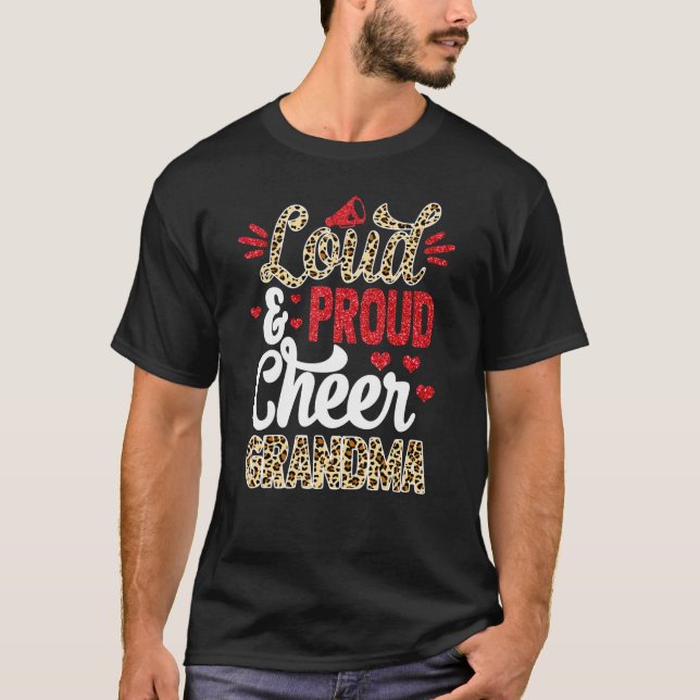 T-shirt Cheer Grandma Biggest Fan Leopard Print And Pom Po (Devant)