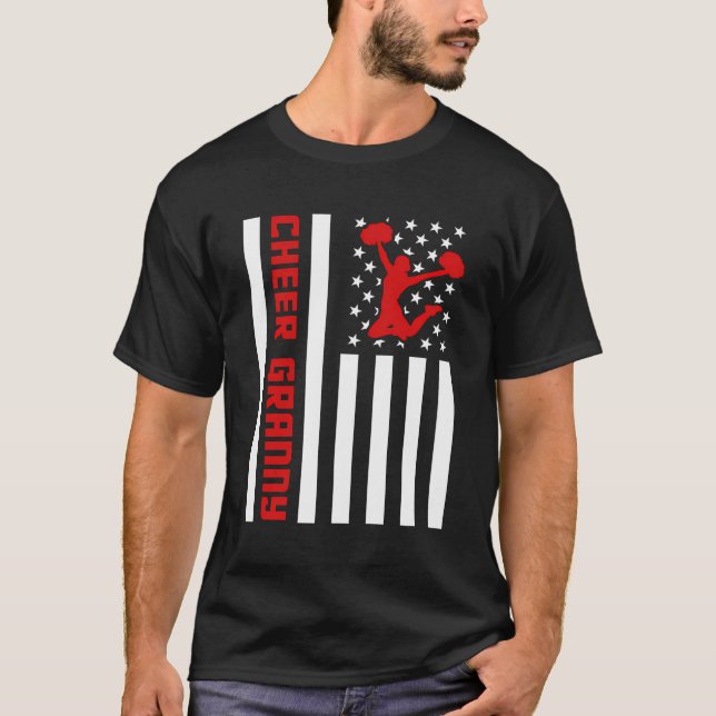 T-shirt Cheer Granny Fier Famille Pom-pom girl Usa America (Devant)