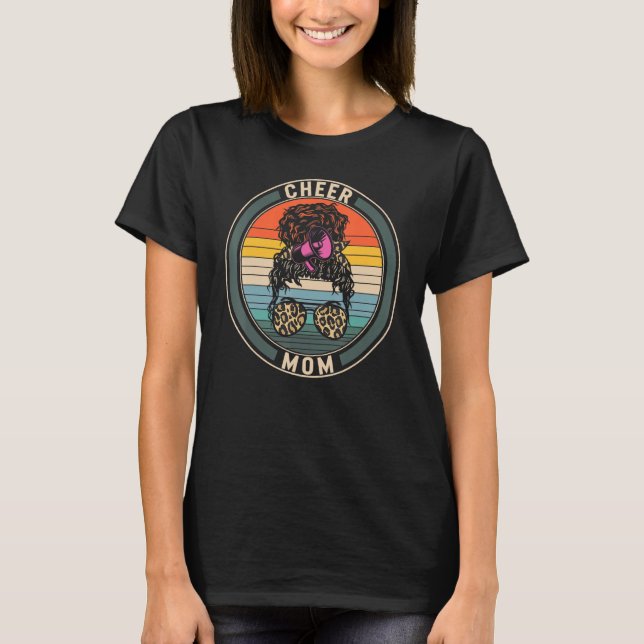T-shirt Cheer Maman Leopard Megaphone Pom-pom girl Maman V (Devant)