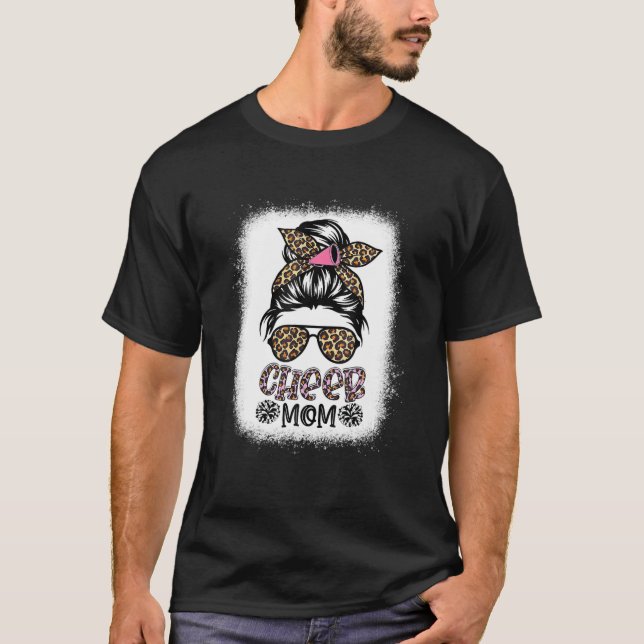 T-shirt Cheer Maman Leopard Messy Bun Pom-pom girl Bleache (Devant)