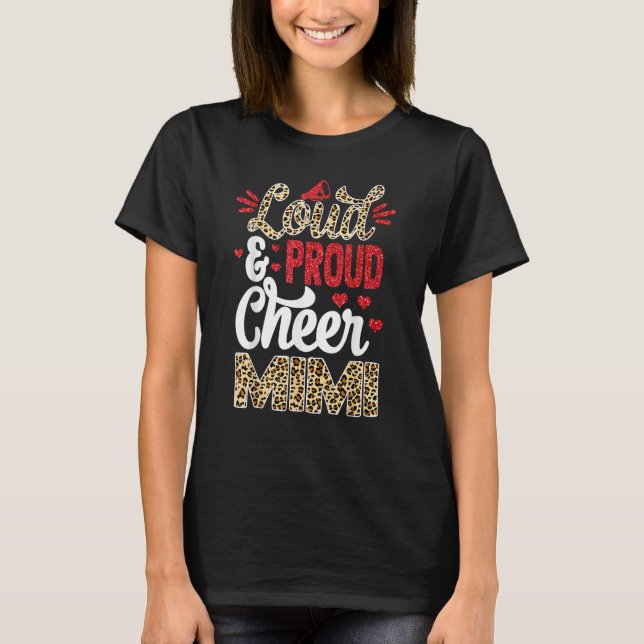 T-shirt Cheer Mimi Biggest Fan Leopard Print And Pom Pom (Devant)