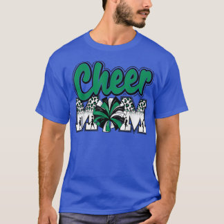 T-shirt Cheer Mom Green Black White Leopard Lettres Cheer