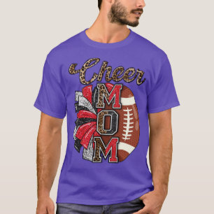 T-shirt Cheer Mom Maroon Leopard Lettres Cheer Pom Poms3