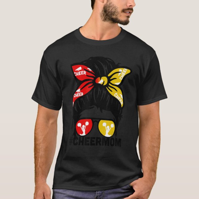 T-shirt Cheer Mother Mama Red & Gold Cheerleading Mom Mess (Devant)