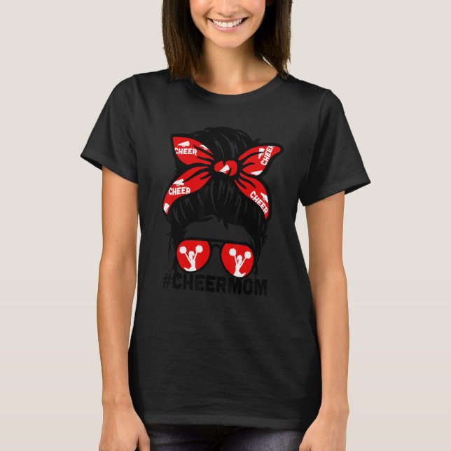 T-shirt Cheer Mother Mama Red Megaphone Cheerleading Mom M (Devant)