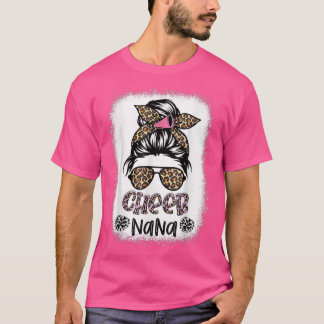 T-shirt Cheer Nana léopard chignon désordonné Cheerleader 