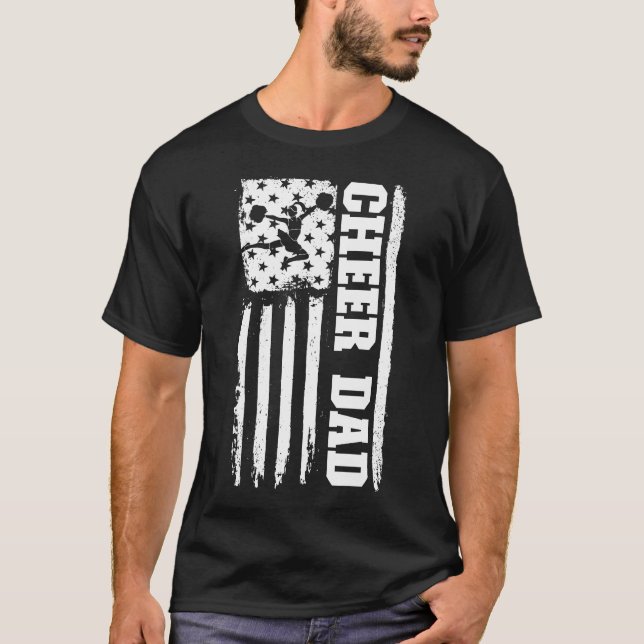 T-shirt Cheer Papa American Flag Pom-pom girl Papa Cheer P (Devant)