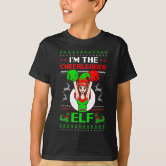 T-shirt Cheerleader Elf Design Christmas Cheerleading 