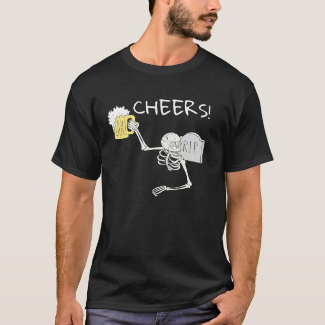 T-shirt Cheers Skeleton St Patricks Day Octoberfest Beer D (Devant)