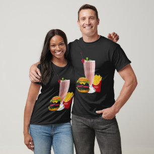 T-shirt Cheeseburger Shake Fries Retro Diner Food Unisex
