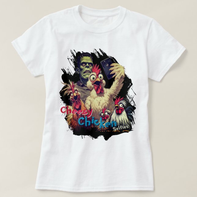 T-shirt Cheesy Chickens Meet Frankenstein Tee (Design devant)