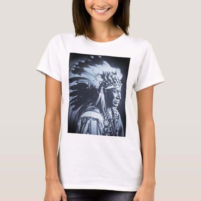 T-shirt Chef blanc vintage de cygne de Lakota Sioux (Devant)