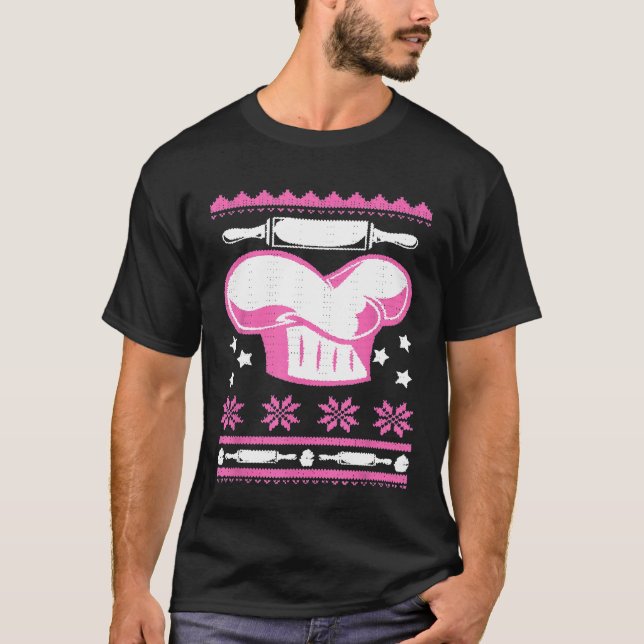 T-shirt Chef Casquette Ugly Christmas Baker Cuisine Baking (Devant)