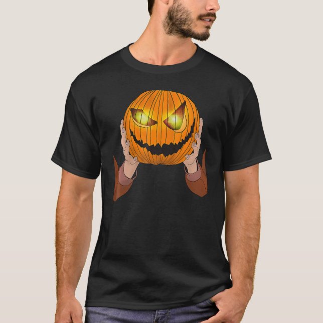 T-shirt Chef Citrouille Costume Homme Sans Tête Pour Hallo (Devant)
