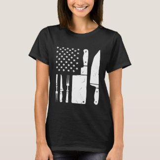 T-shirt Chef Cuisine Américain Drapeau Vintage Chef culina