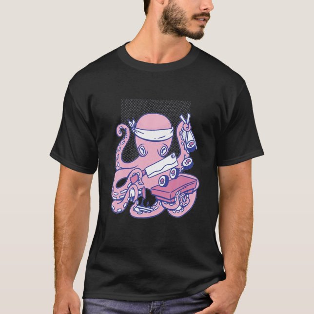 T-shirt Chef de sushi de poulpe (Devant)