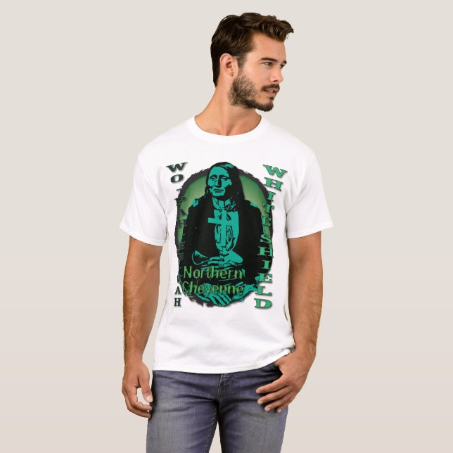 T-shirt Chef du nord de Cheyenne de bouclier blanc (Devant entier)