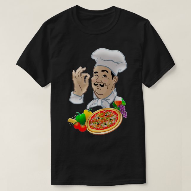 T-shirt Chef et grande pizza italienne 1 (Design devant)