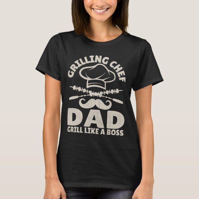 T-shirt Chef grillade Papa Humour Louveur barbecue (Devant)
