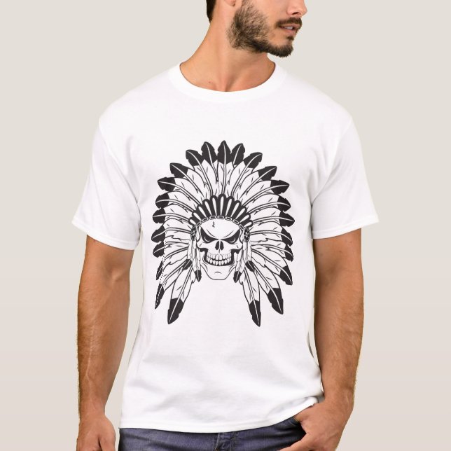 T-shirt Chef indien de crâne (Devant)