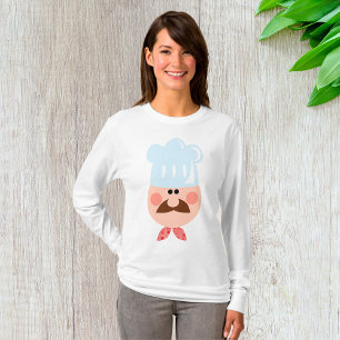 T-shirt Chef Italien Visage avec Moustache et Chapeau