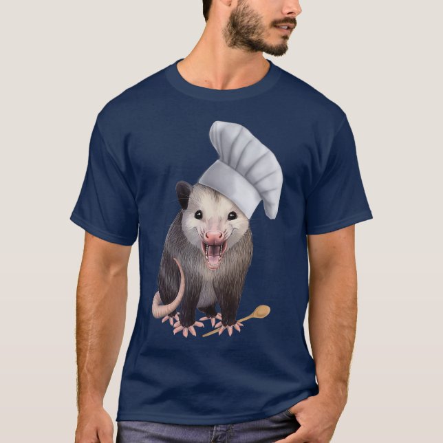 T-shirt Chef Opossum mignon possum dans les chefs casquett (Devant)