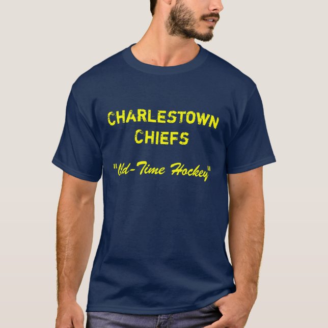 T-shirt Chefs de Charlestown, "hockey d'autrefois " (Devant)