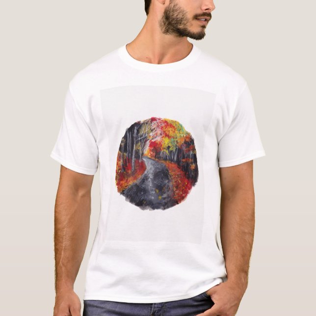 T-shirt chemin d'automne cercle nature Baseball ¾ manche (Devant)