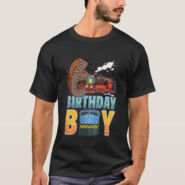 T-shirt Chemin De Fer Enfants 6E Train D'Anniversaire Garç (Devant)