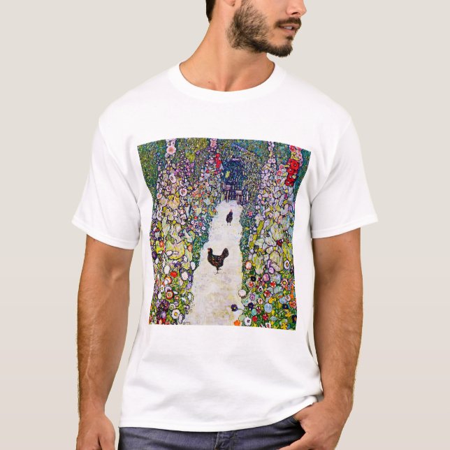 T-shirt Chemin de jardin avec poulets, Gustav Klimt (Devant)